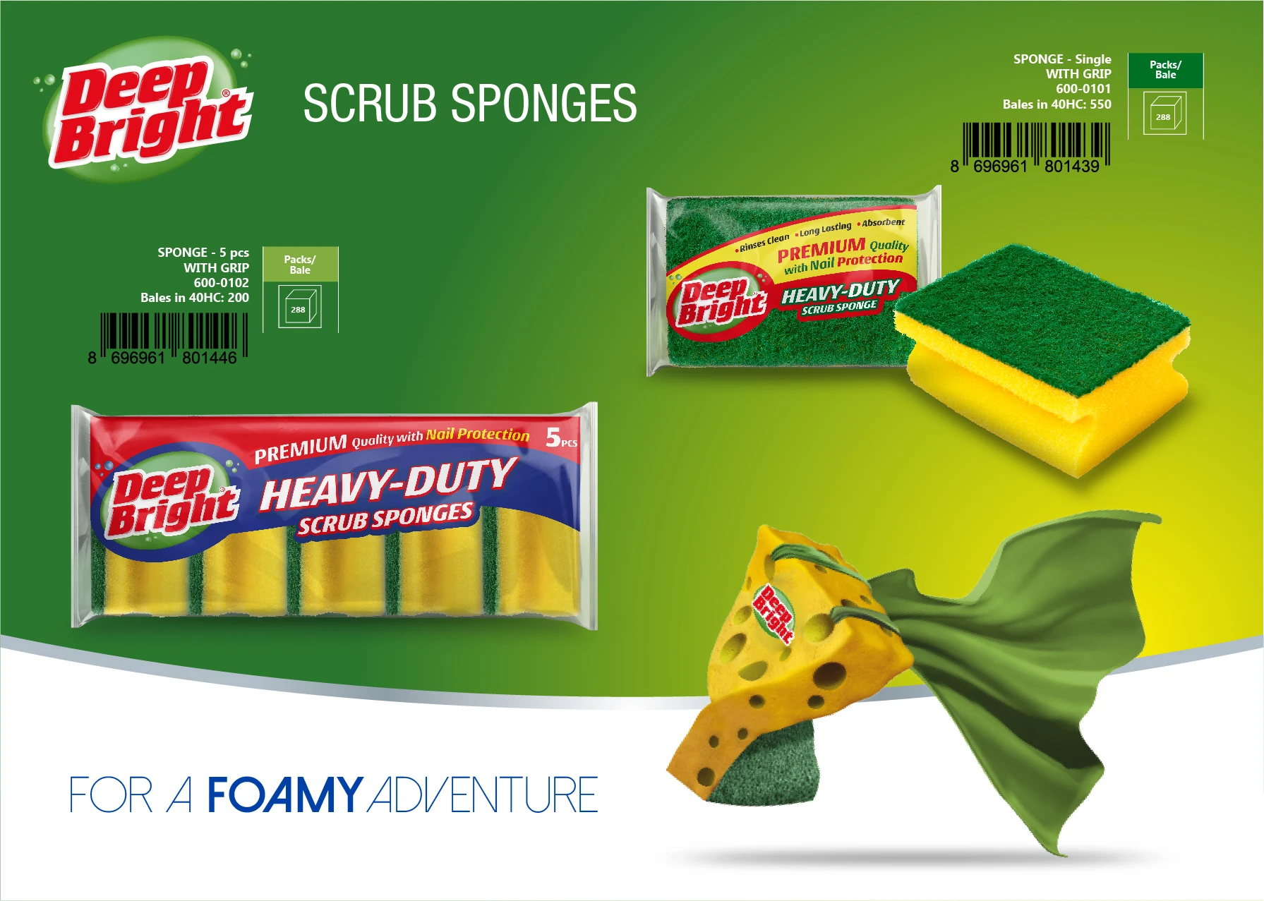 DEEP BRIGHT JUMBO SPONGE SCOURER WITH NAIL SAVER 1S TURKEY