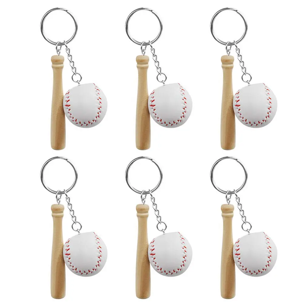 Baseball bat keychain baseball sticks wooden small stick key chains for girls bag  gifts wholesale