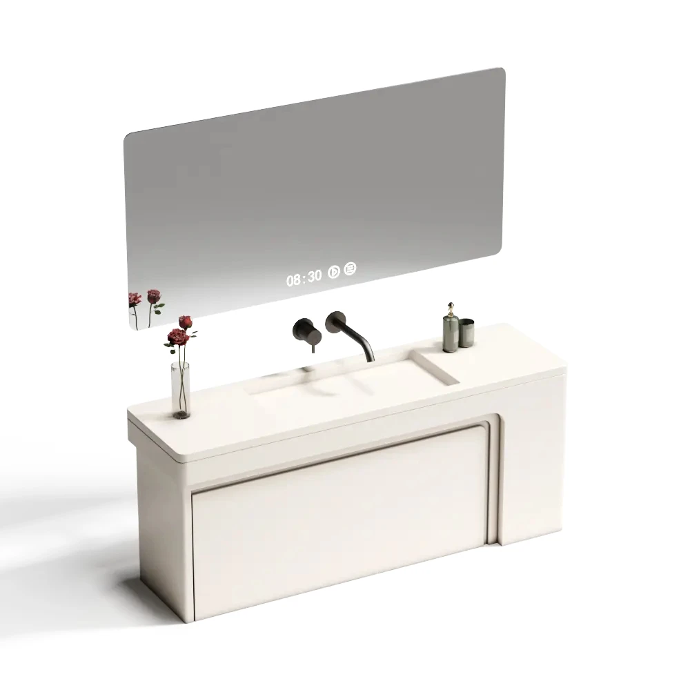 Good Sustainability Affordable Customizable White Color Bathroom Vanity Plywood Two Side Cabinets