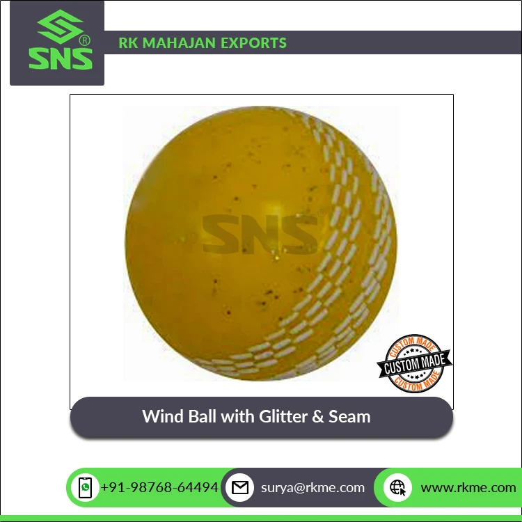 Leading Supplier of Top Quality Soft Ball Wind Ball with Glitter & Seam for Casual Play with Plastic Cricket Bats
