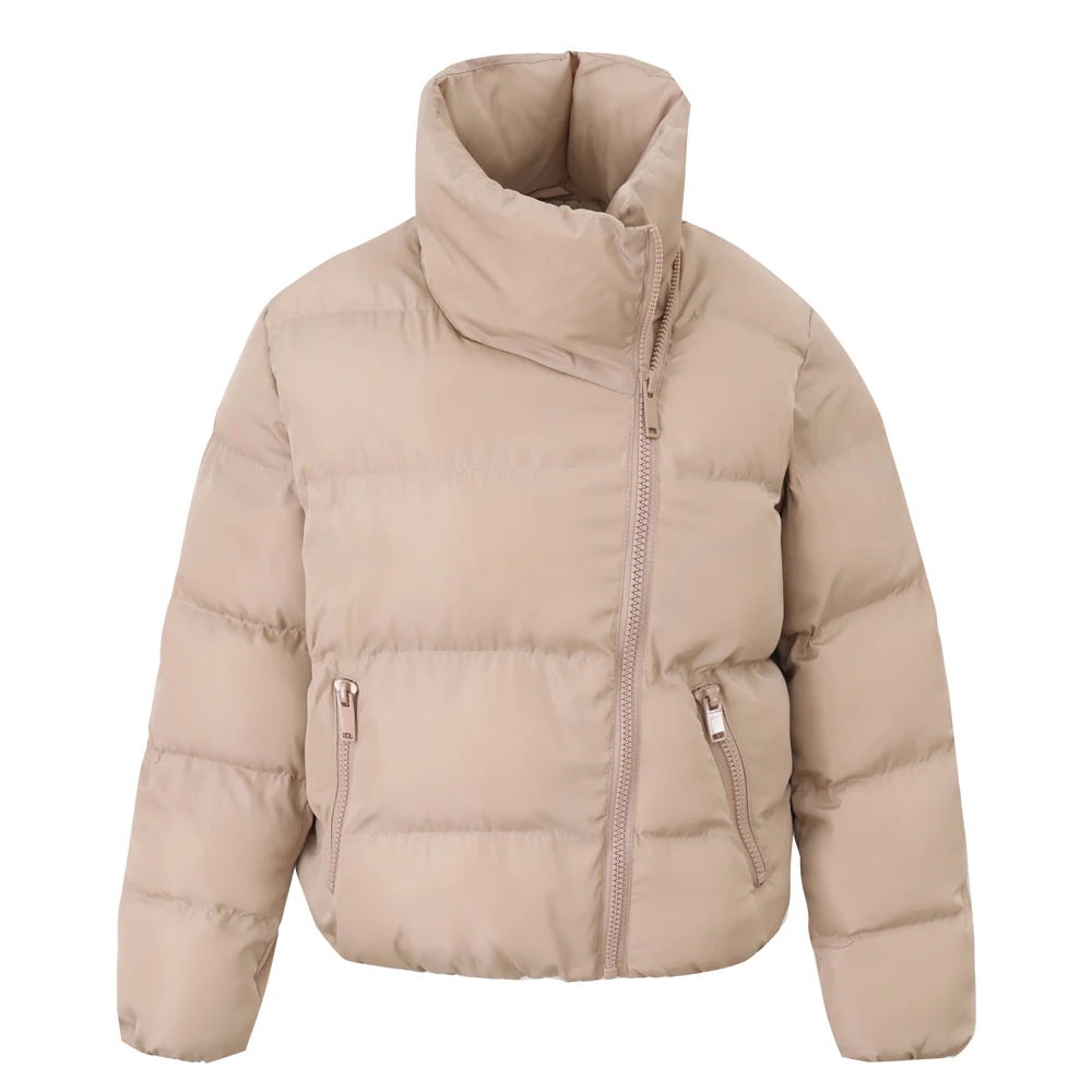 Winter New Patchwork Parkas Women Korean Fashion Loose Bubble Coats Thicken Warm Long Sleeve Stand Collar Puffer Jacket