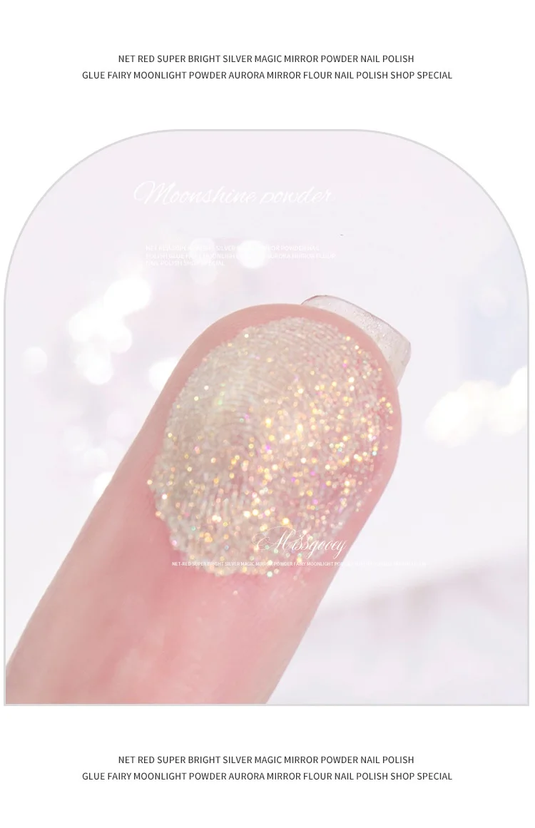 Glazed Donut Glow Nails Glitter Nails Moon Light Effect Chrome Nail Powder