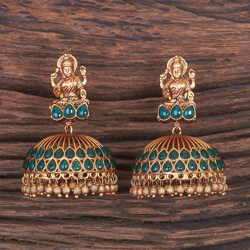 Antique South Indian Temple Jhumki Earring With Matte Gold Plating 670052 At Reasonable Price