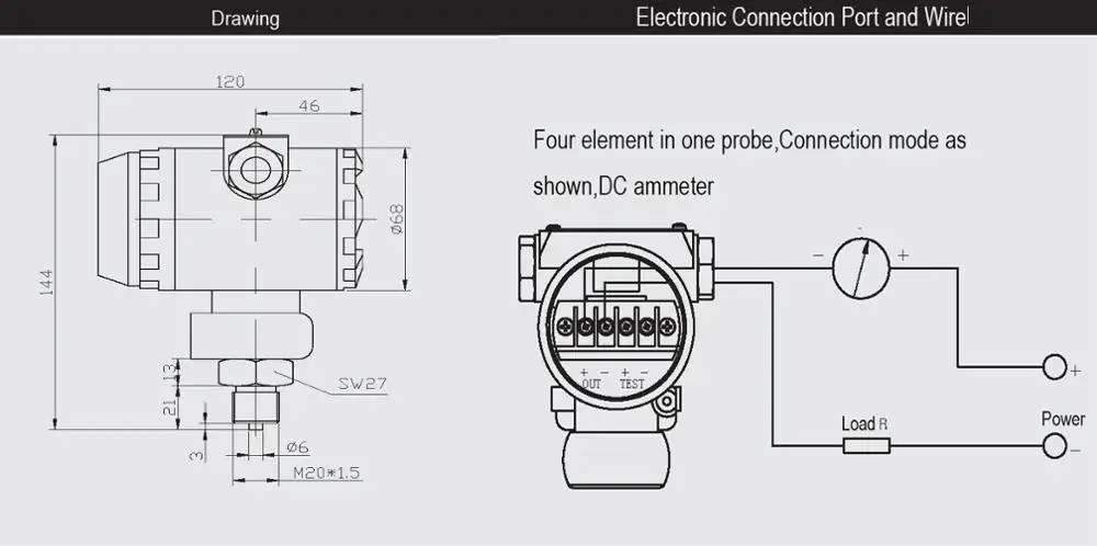 universal HART protocol  IP65 pressure Transducer Sensor