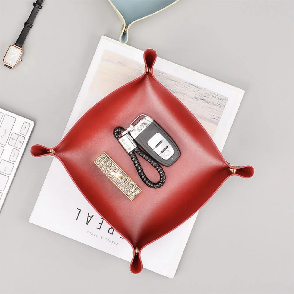 Living Room Porch Leather Storage Tray Leather Key Storage Box Desktop Debris Sorting Cosmetic Tray