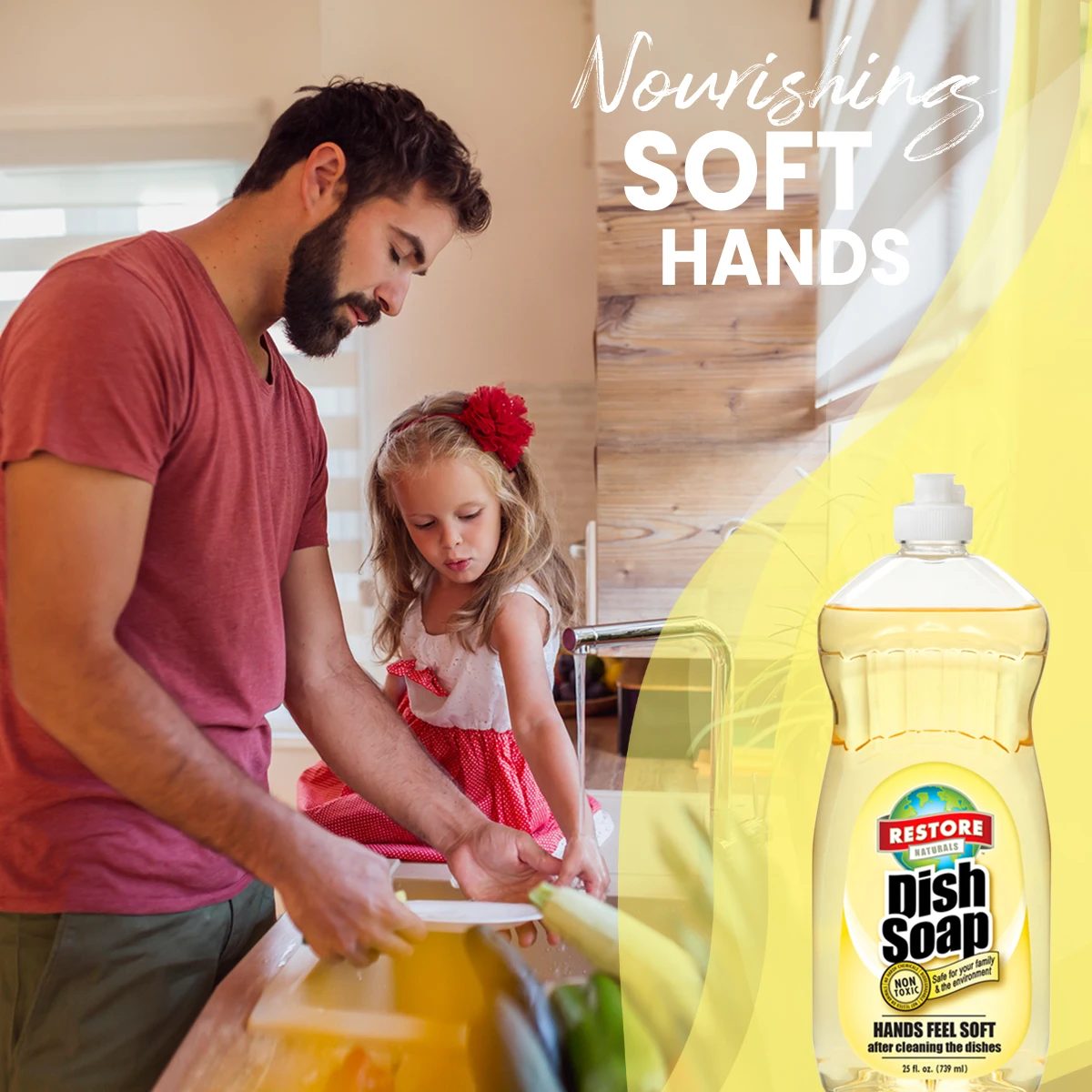 A Biodegradable, Eco-Friendly Dish Soap that is Septic and Sewer Safe (64 fl. oz. / 6 pack)