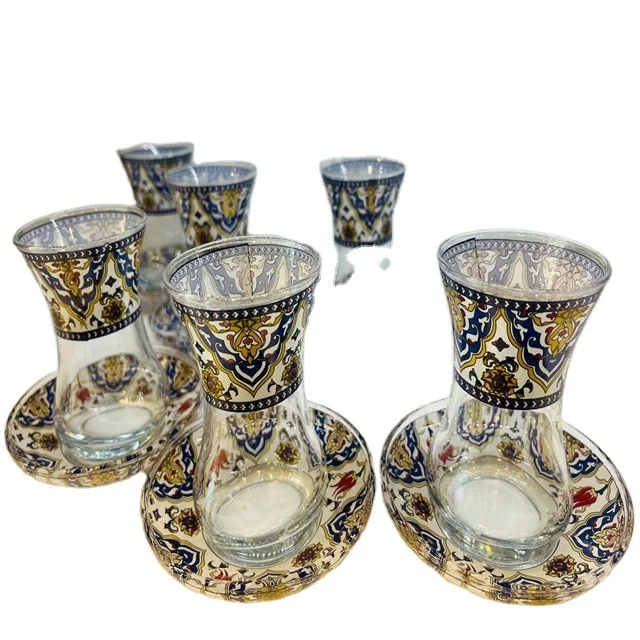 wholesale high quality hot sales turkish tea glasses and saucer new design clear glass arabic coffee tea cup set 2024 year