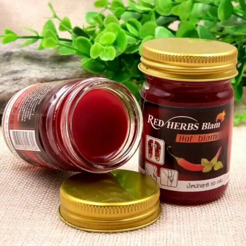Red Colour Herbs Balm Massage for Pain and Swell Relief Hot Used Preventing Mosquitoes Pains Simply to Relax