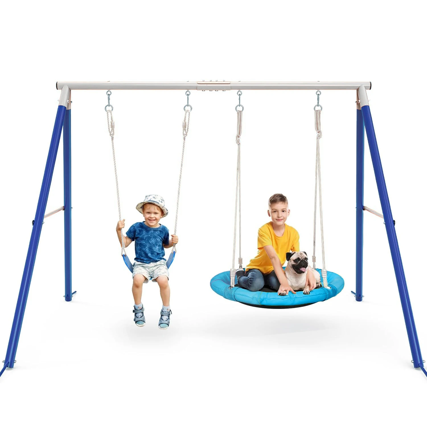 Metal Kids Swing Sets Playground Kids Garden Playground Two Functional Tree Swing Set For Children