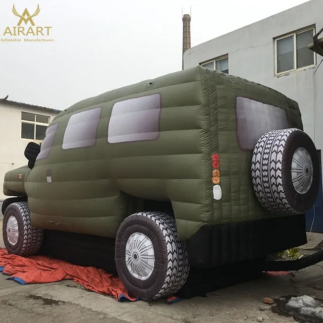 green simulated inflatable jeep, factory direct inflatable pickup truck model for square party exhibition