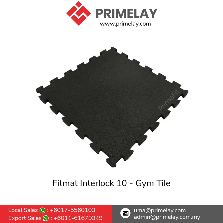 Easy Interlocking Pattern & Light Weight Workout Puzzle Rubber Flooring Mat | Fitmat Interlock 10 Gym Tile Supplier