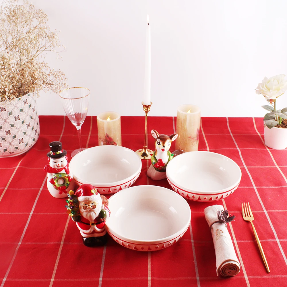 Plato ceramic manufacturer 3D Santa Claus reindeer snowman earthenware Christmas dinnerware party cookie dishes plates sets