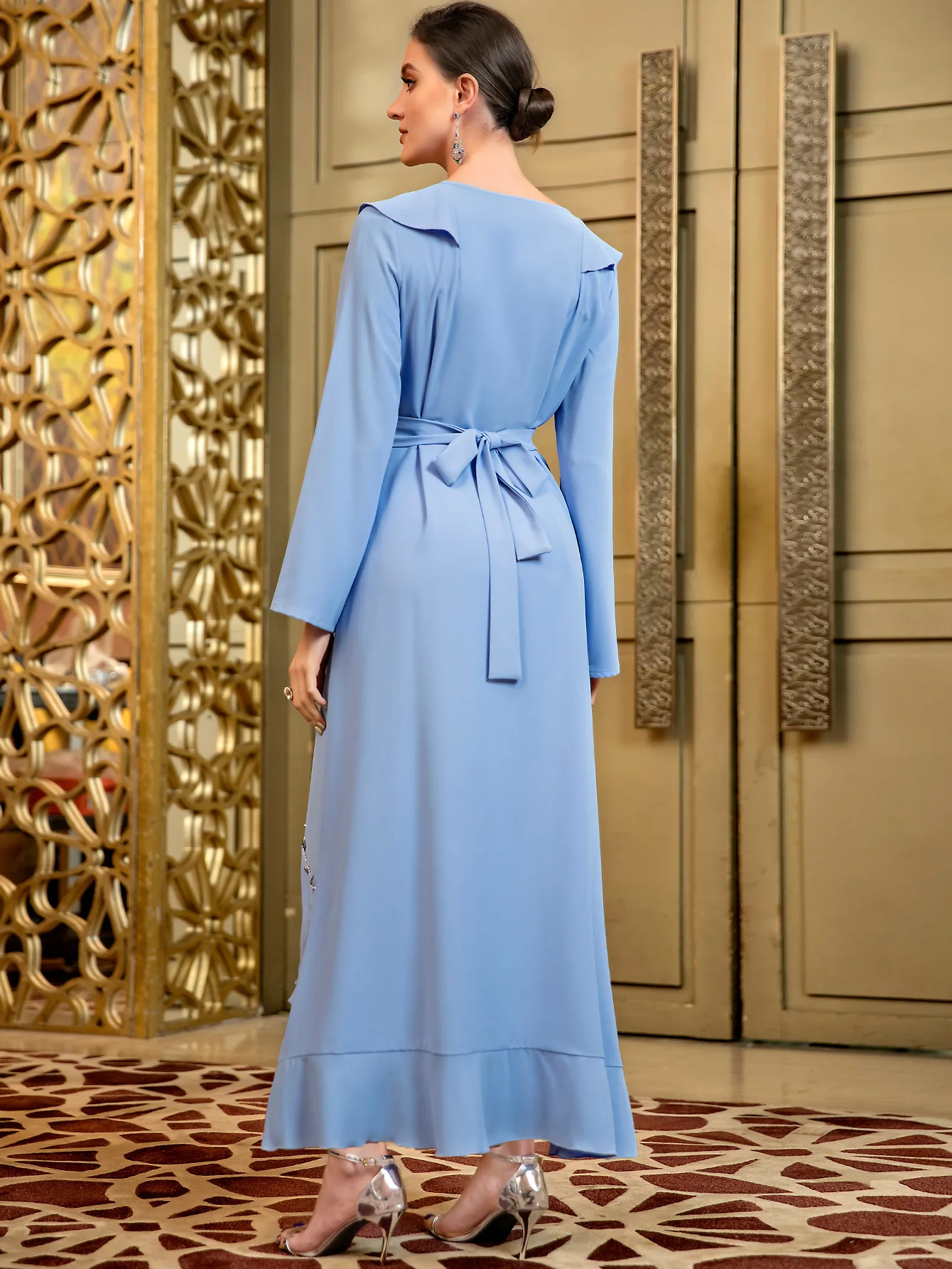 Solid Color Turkish Dubai Style Muslim Dress Customized abaya eid Prayer Dresses 2024 Ramadan abya Dresses