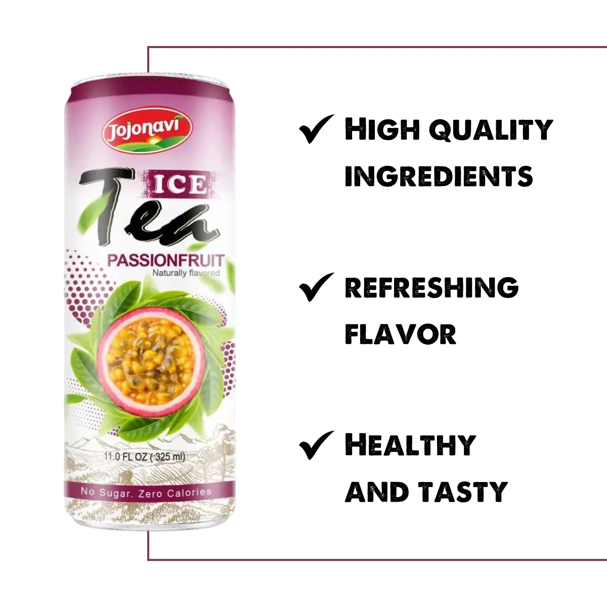 11 fl oz Ice Green Tea Passion Fruit Flavor No Added Sugar JOJONAVI Manufacturer Wholesale supplier Private label OEM ODM