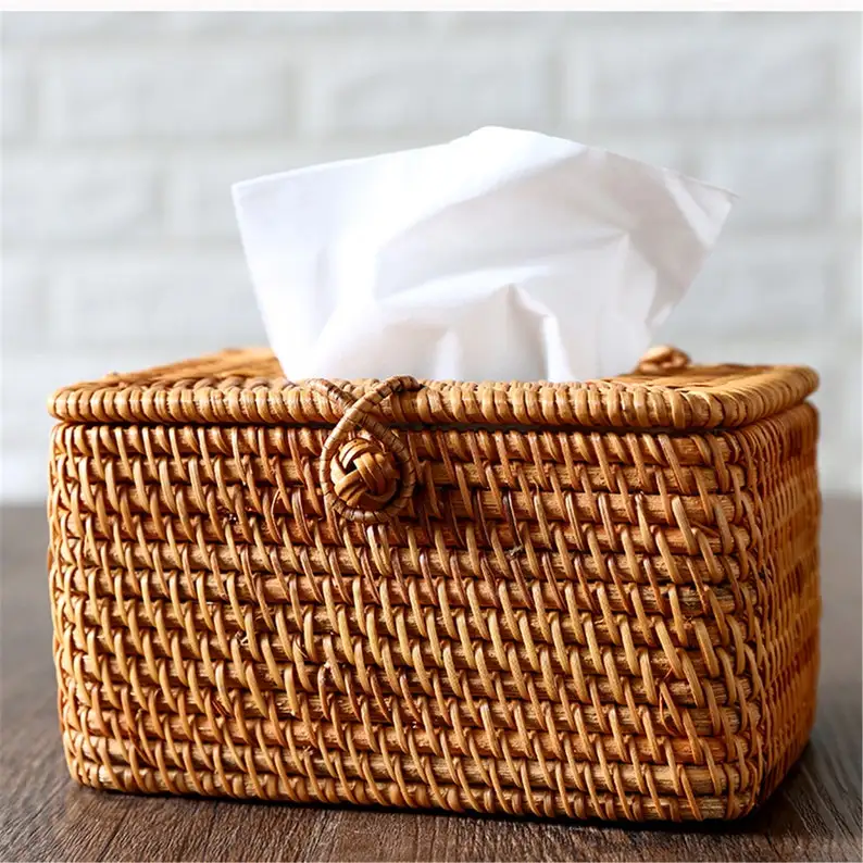 Плетеная вручную соломенная волоконная ротанговая коробка для салфеток аксессуары украшения стола