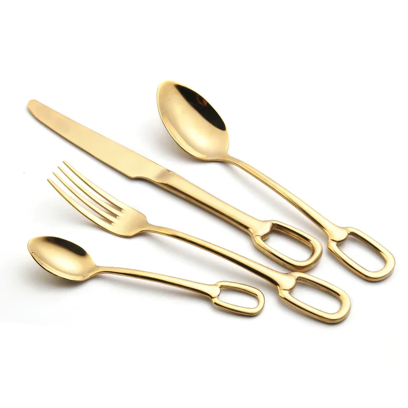 Premium Quality And Simple Design Gold Plated Flatware Cutlery For Wedding Tableware Use Item