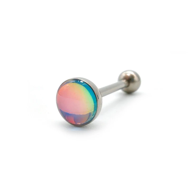 14g Titanium Tongue Stud Piercing Enamel Colorful Straight Fashion Body Jewelry Nose Rings Number Pattern External Thread
