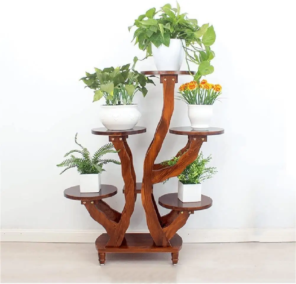 Solid Wood Flower Stand Indoor Living Room Balcony Landing Multilayer Flower Rack