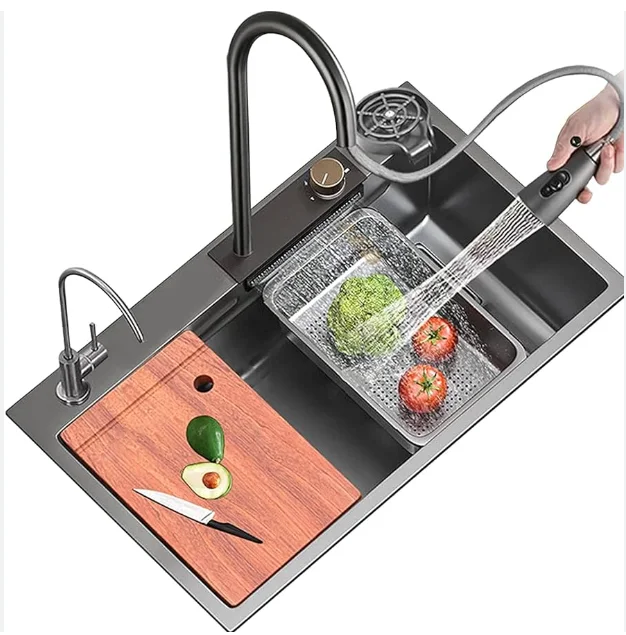 New Product Handmade Double Bowl Undermount Kitchen Sink Farmhouse Kitchen Basin Smart Sinks