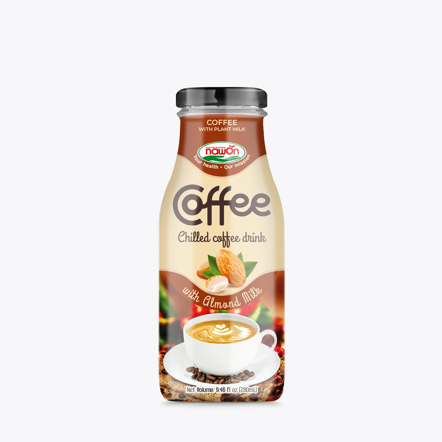 Instant Coffee 280ml NAWON Chilled Coffee Drink with Soy Milk Wholesale Price Vietnamese Beverage Manufacturer Coffee Packaging