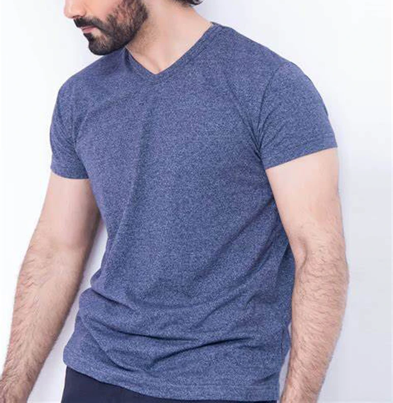 Custom Printed Logo Wholesale Sports Men T Shirts  Blank Casual Tshirt Men Slim V-neck High Quality Breathable Men T-shirts