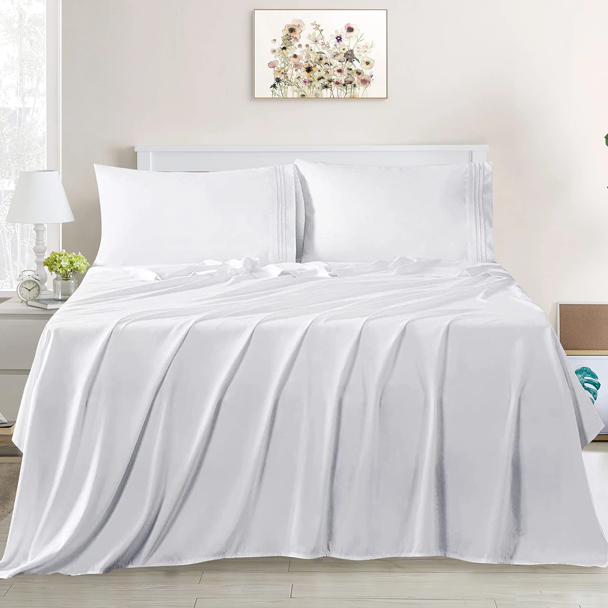 Custom 100% cotton hotel bed sheet for king queen double single bed hot selling factory made white Bedsheets