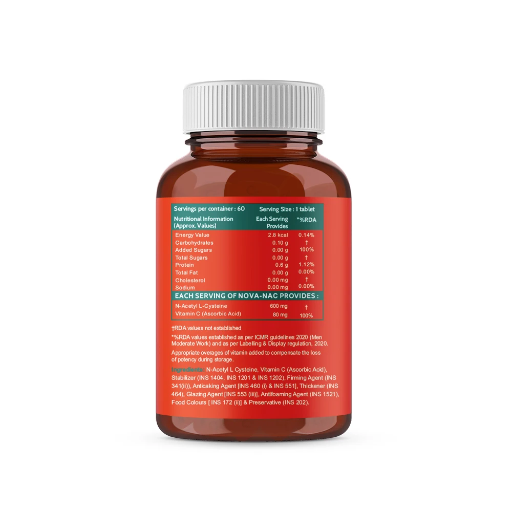 N-Acetyl, L-Cysteine 600mg (NAC) - 60 Veg Tablets Tablets for Glycine Amino Acid Magnesium Taurine  Metabolism