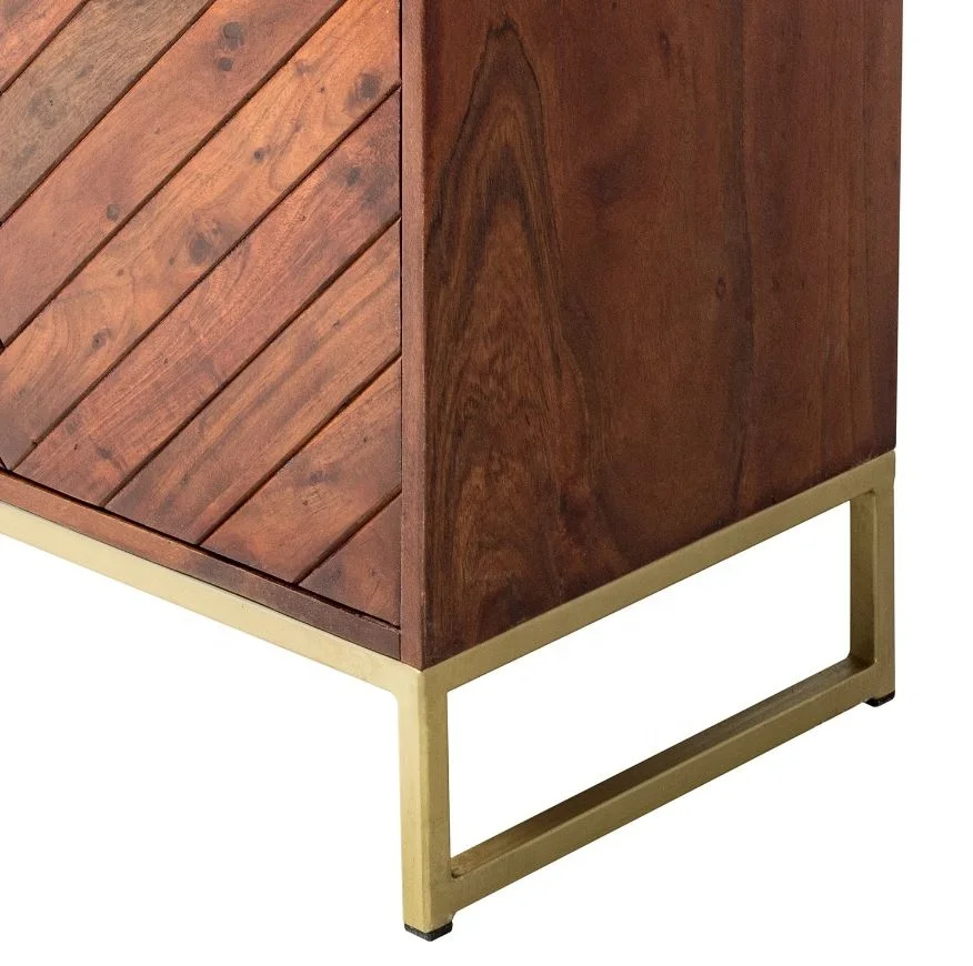 Post Modern Solid Wood Industrial Herringbone Pattern Sideboard Dresser Storage Cabinet 2023 Industrial Living Room Furniture