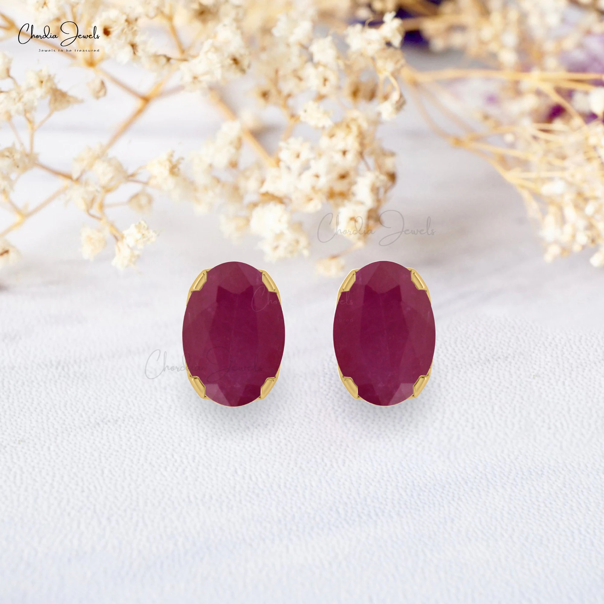 New Arrival Oval Cut Gemstone Solitaire Studs 0.80 TCW Natural Ruby Prong Set Earrings 14k Pure Gold Jewelry at Discounted Price