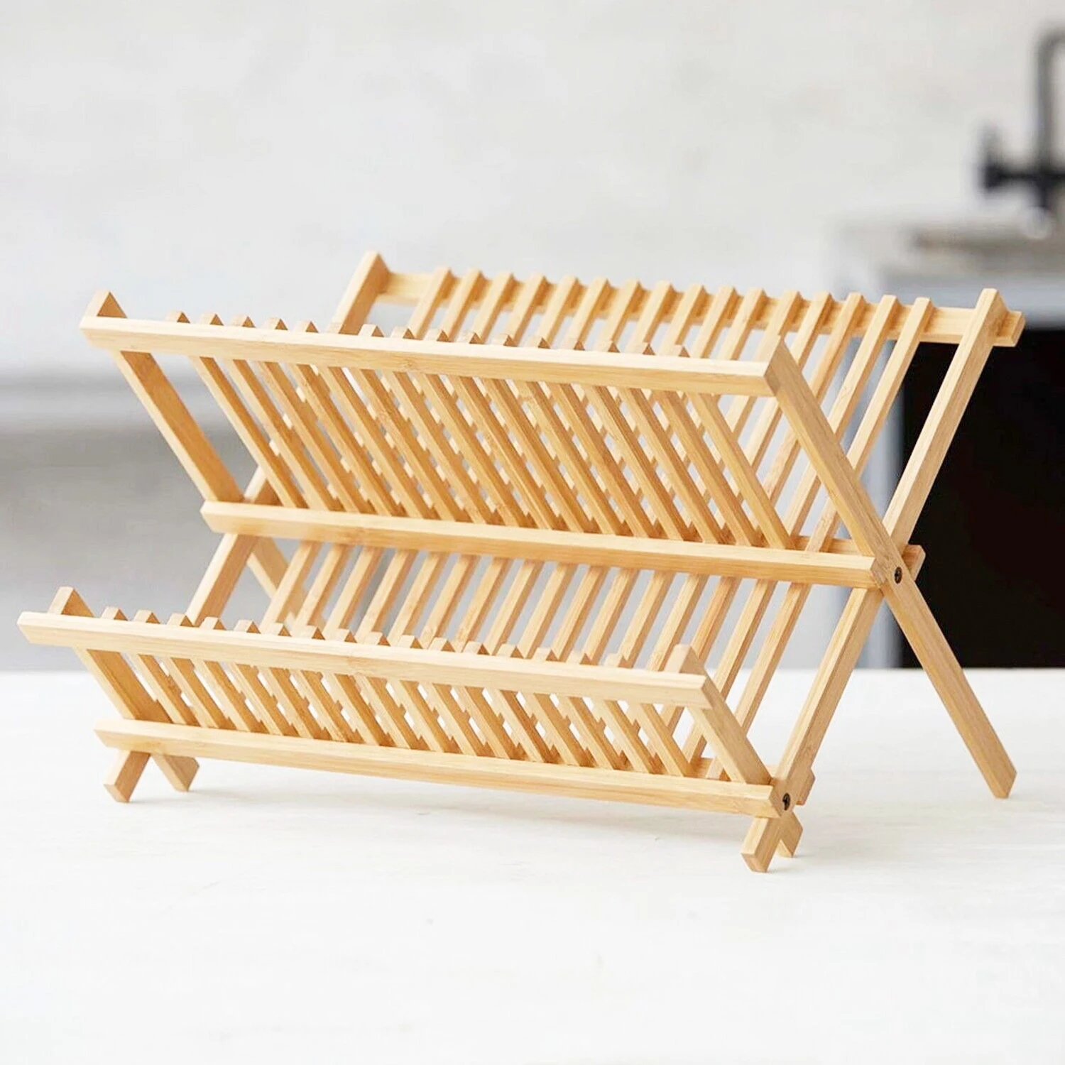 Top Trending Bamboo Drainer Wooden Dish Storage Rack Kitchen Dryer Cabinet Organizer for Dishes Plates Bowls