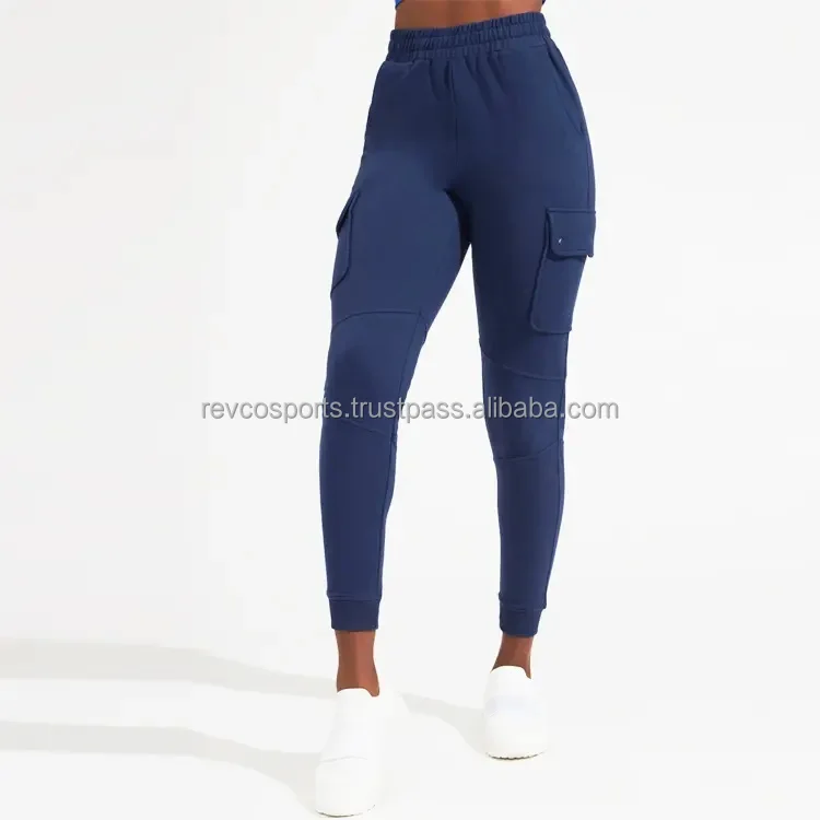 Ladies Slim fit Joggers Drawstring Waist Cargo Pocket Women Sweatpants Gym Workout Training Tight fit navy Blue color Sweat pant