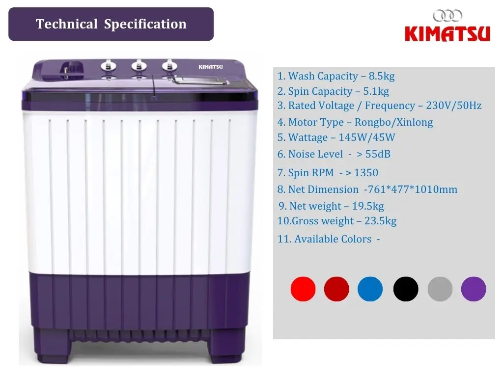 8.5kg full plastic Model High Quality Trendy Twin Tub Automatic Washing Machine Top Loading Electric for Households and Hotels