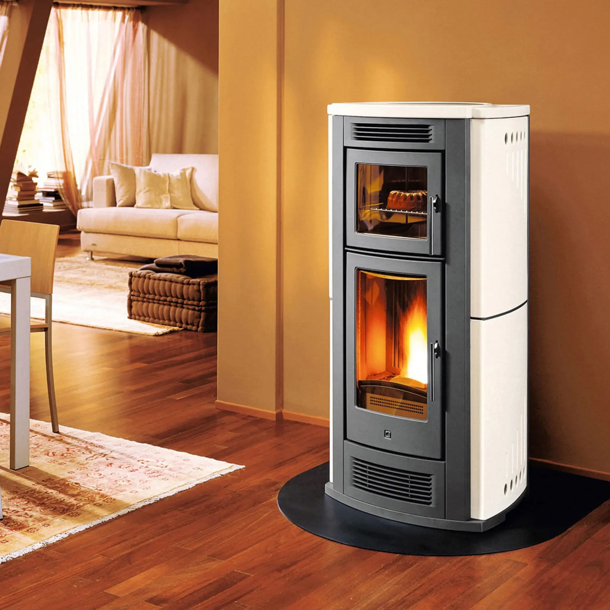 Powerful fireplace wood hydro pellet stove for houses