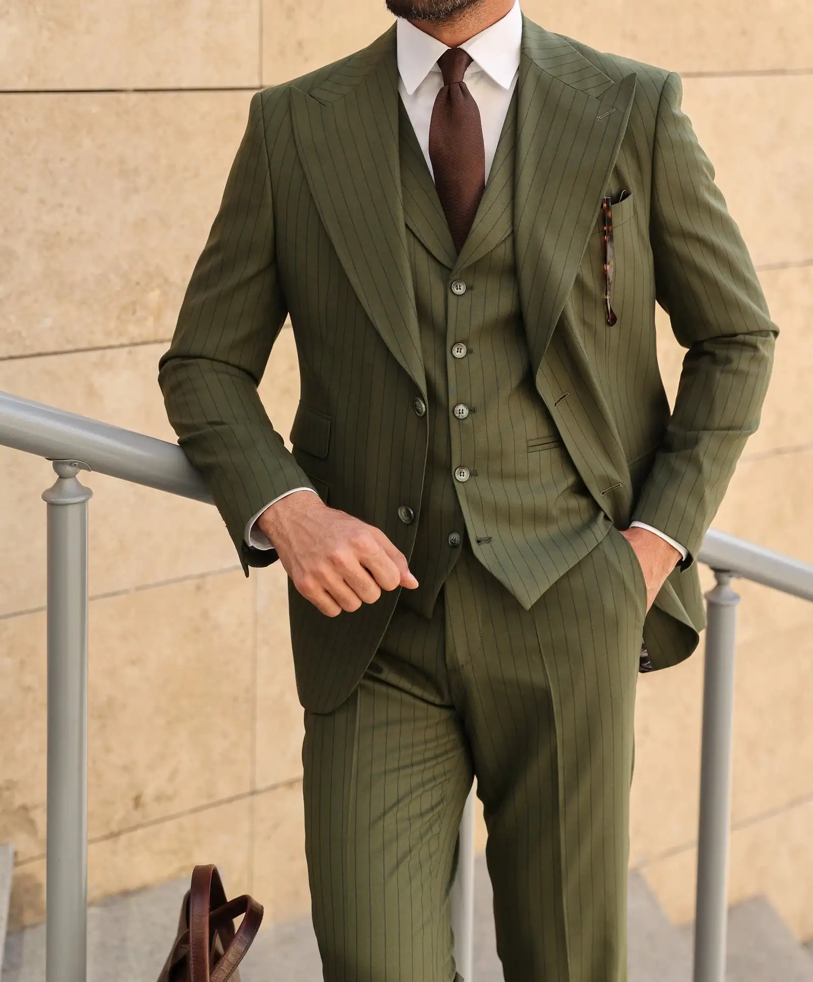 3 Pieces Male Formal Business Plaids Jacket For Men Fashion Boutique Bespoke Suit For Wedding Mal Suit For Men