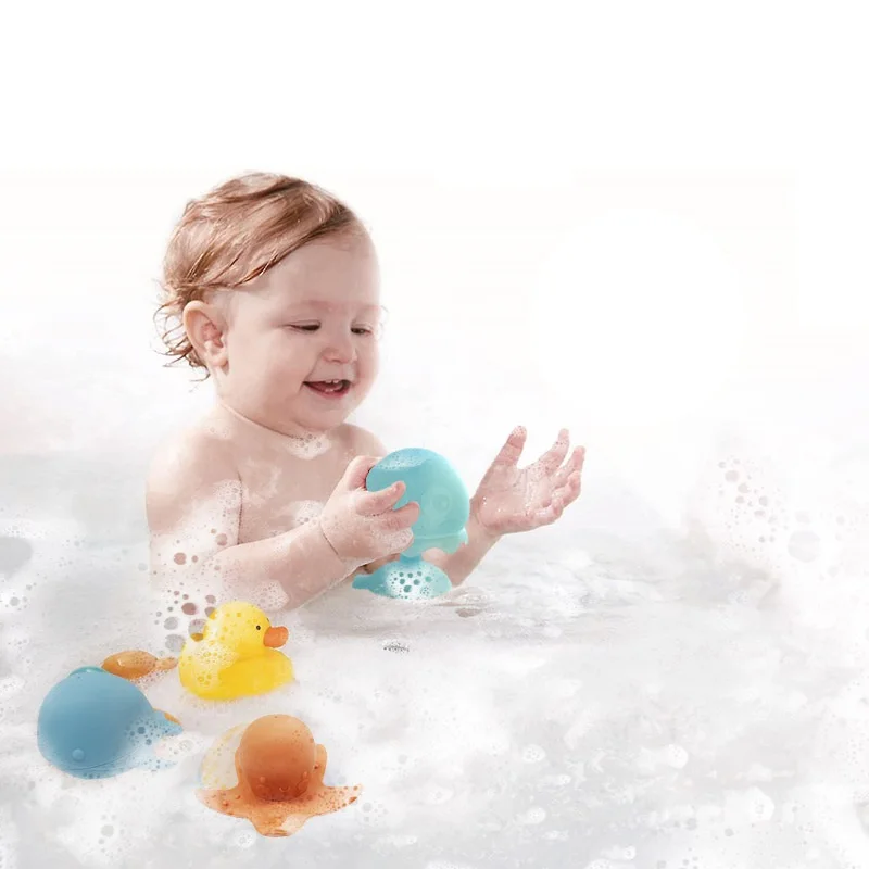 Water Jellyfish Bathtime Toy with Suction Summer Pool Refillable Bath Toys for Baby Happiness Energy
