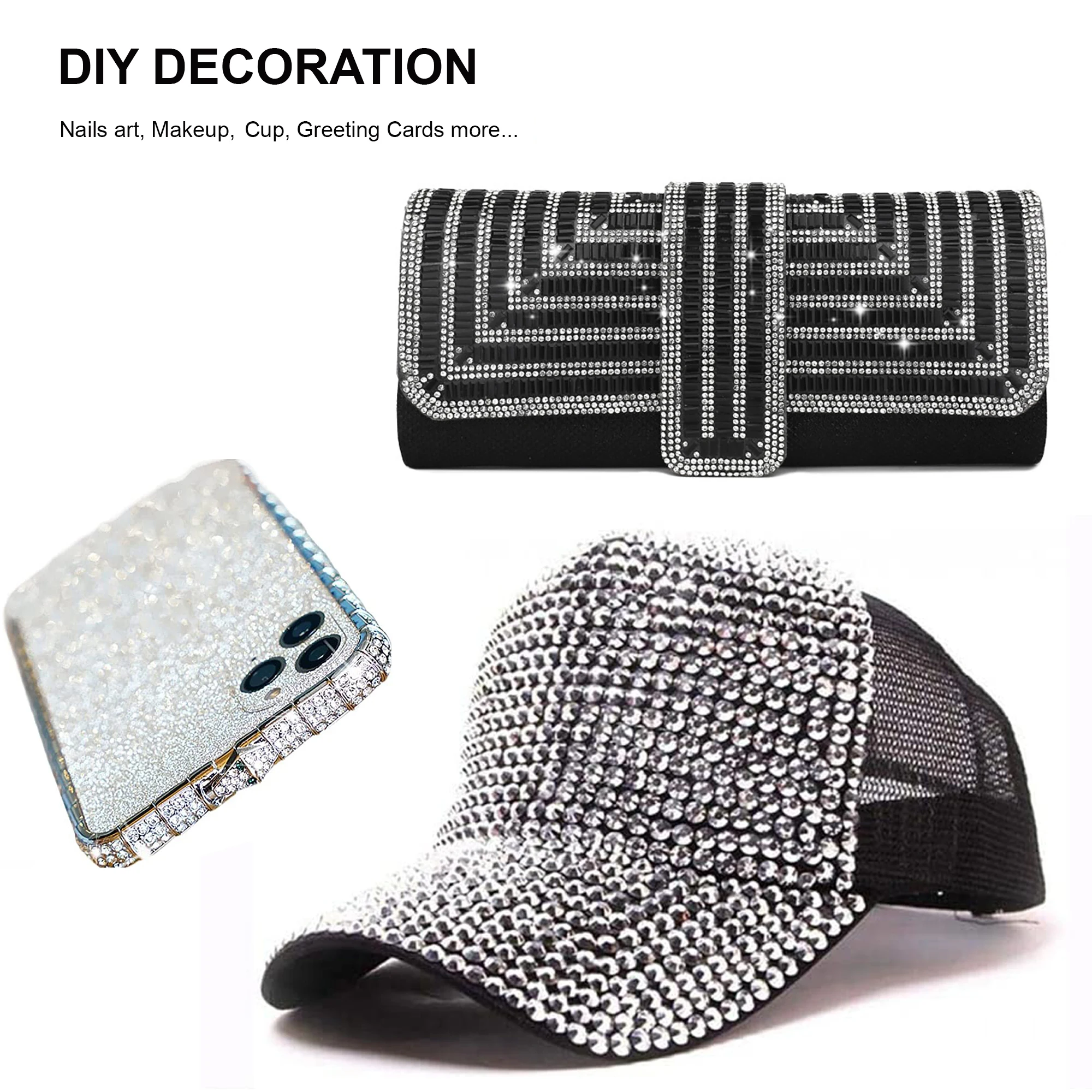Blinginbox Wholesale P01 Crystal Non-Hotfix Nail Gems  Loose Silver Foil Back Crystal Rhinestones for Nail Art