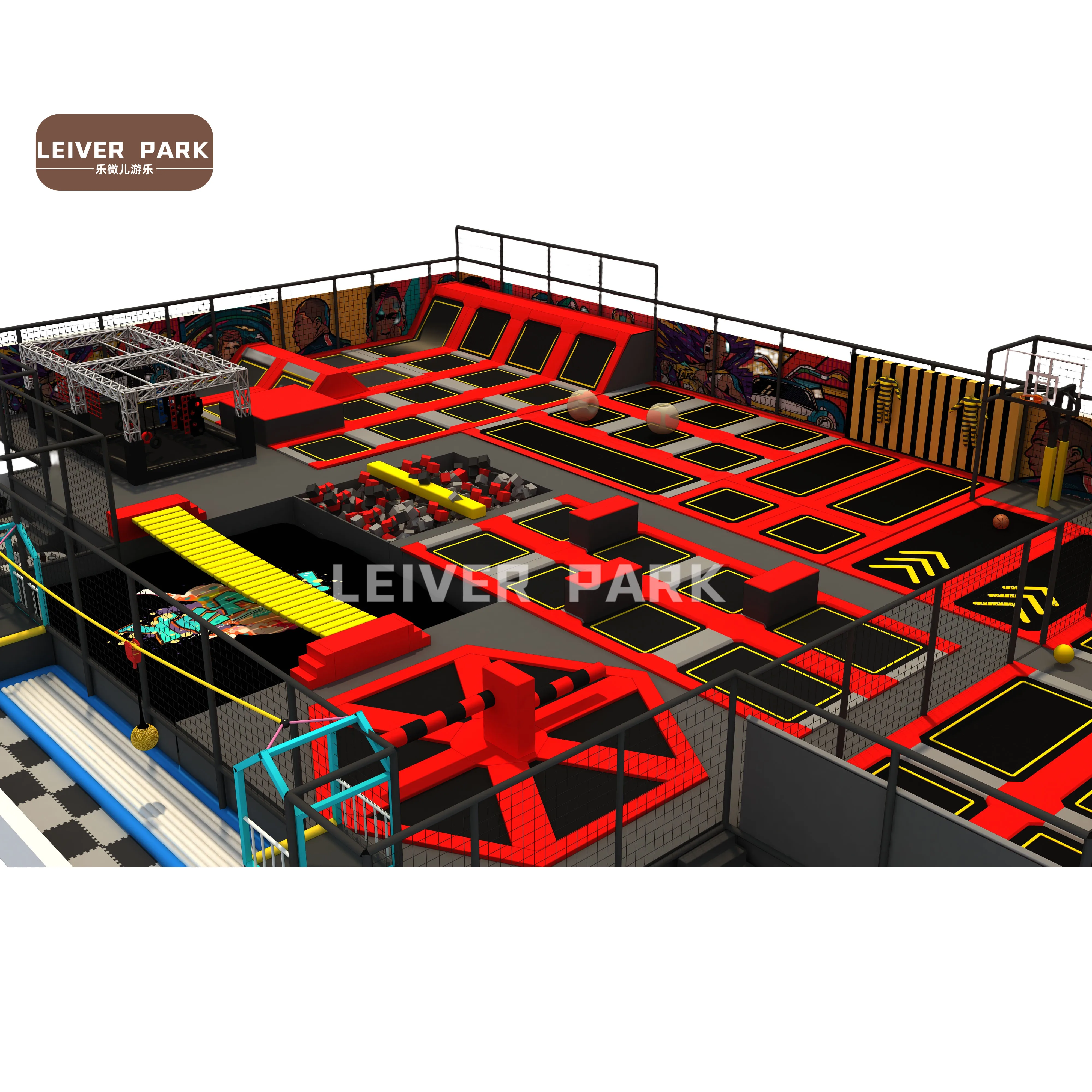 Manufacturer Indoor Trampolines Adult Kids Interactive Exercise Soft Play Playgrounds Ninja Trampolines Park