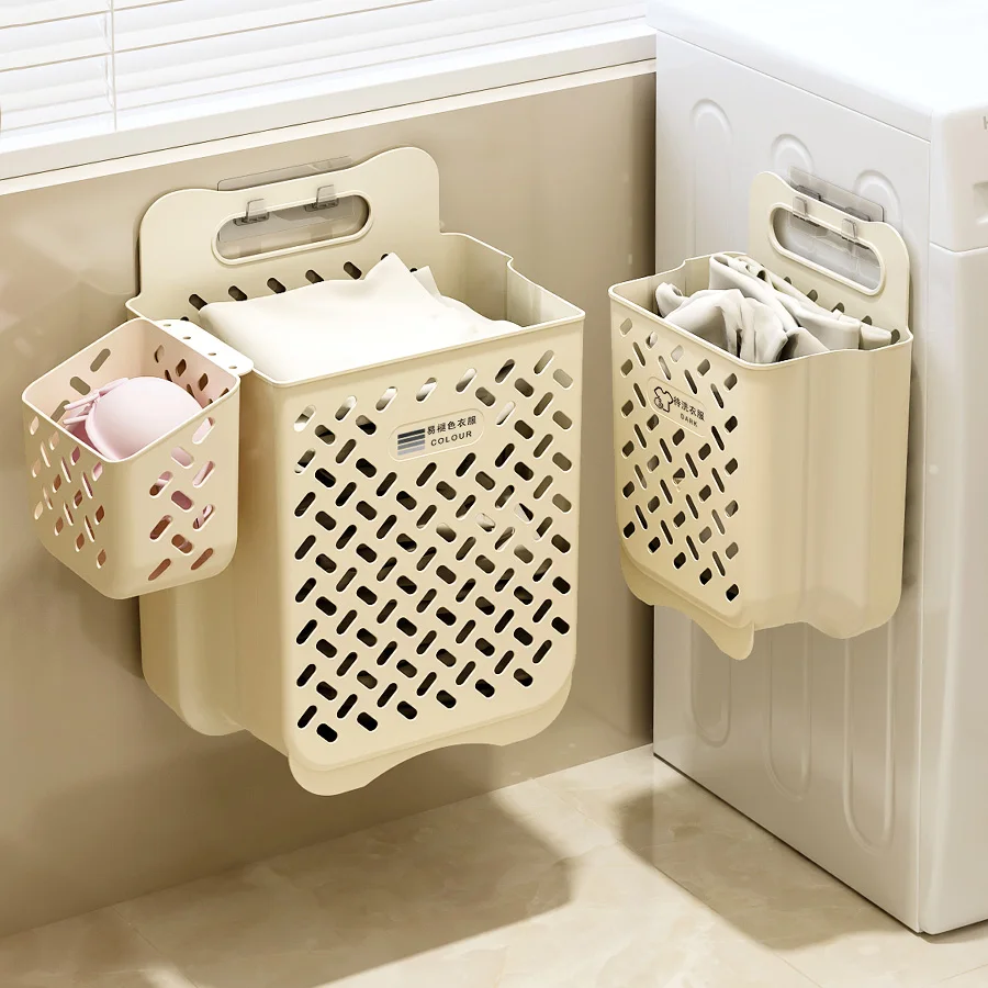 Multi-Functional Plastic Storage Wall-Mounted Flexible Pp Laundry Basket Folding Bathroom Plastic Collapsible Laundry Baskets