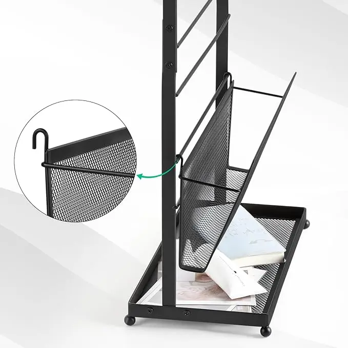 File Racks Letter Trays 6 Tier Wire in Tray Hanging Wall File Holder Document Folder Organizer Literature Magazine Rack-black