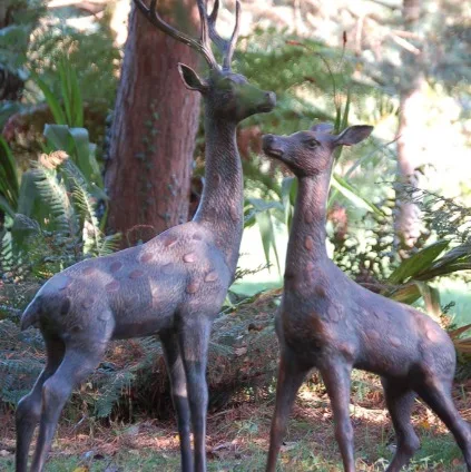 Литая алюминиевая статуя в натуральную величину Бронзового Оленя для сада и домашнего декора набор оленя садовая скульптура