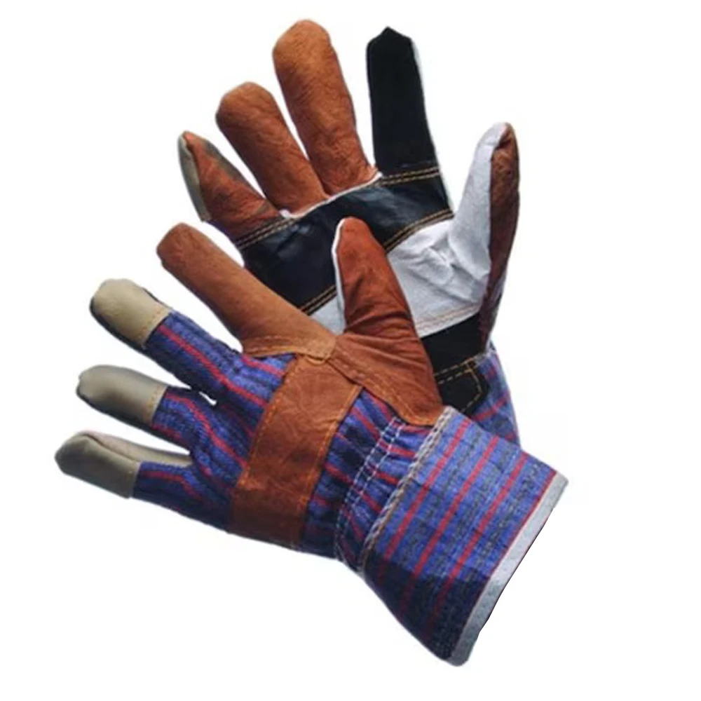 Furniture Rigger Gloves Safety Work Gloves Breathable Leather with Cotton Liner Rubberized Cuff Construction Use Made Pakistan
