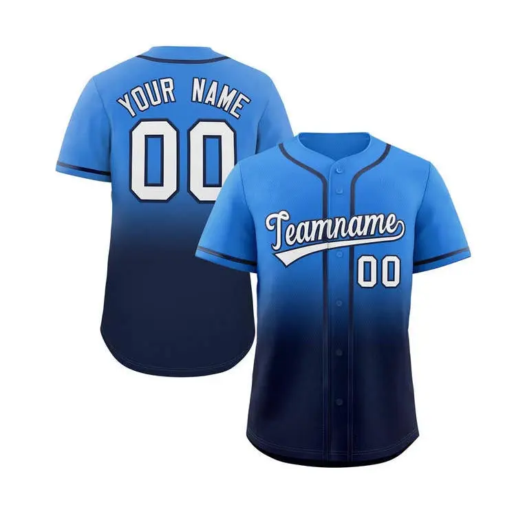 OEM Wholesale Gradient Baseball Jersey Custom Logo Team Shirt 100% Polyester Hip Hop Sportswear Men/Women/Kids Baseball Jersey