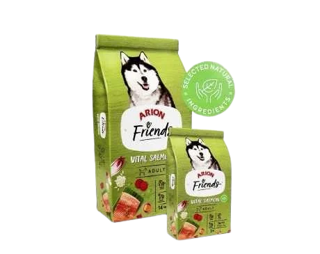Arion Friends Vital Salmon 14Kg Dog food lamb Omega3 for dogs Skin and coat care Highly palatable Complete adult dog nutrition