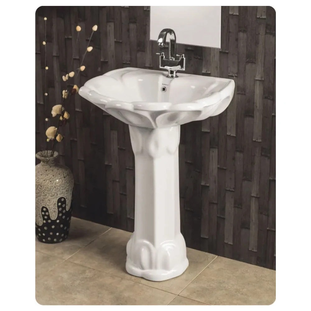 Complete Set Of Luxurious Quality Ceramic Wash Basin Pedestal Sanitary Ware