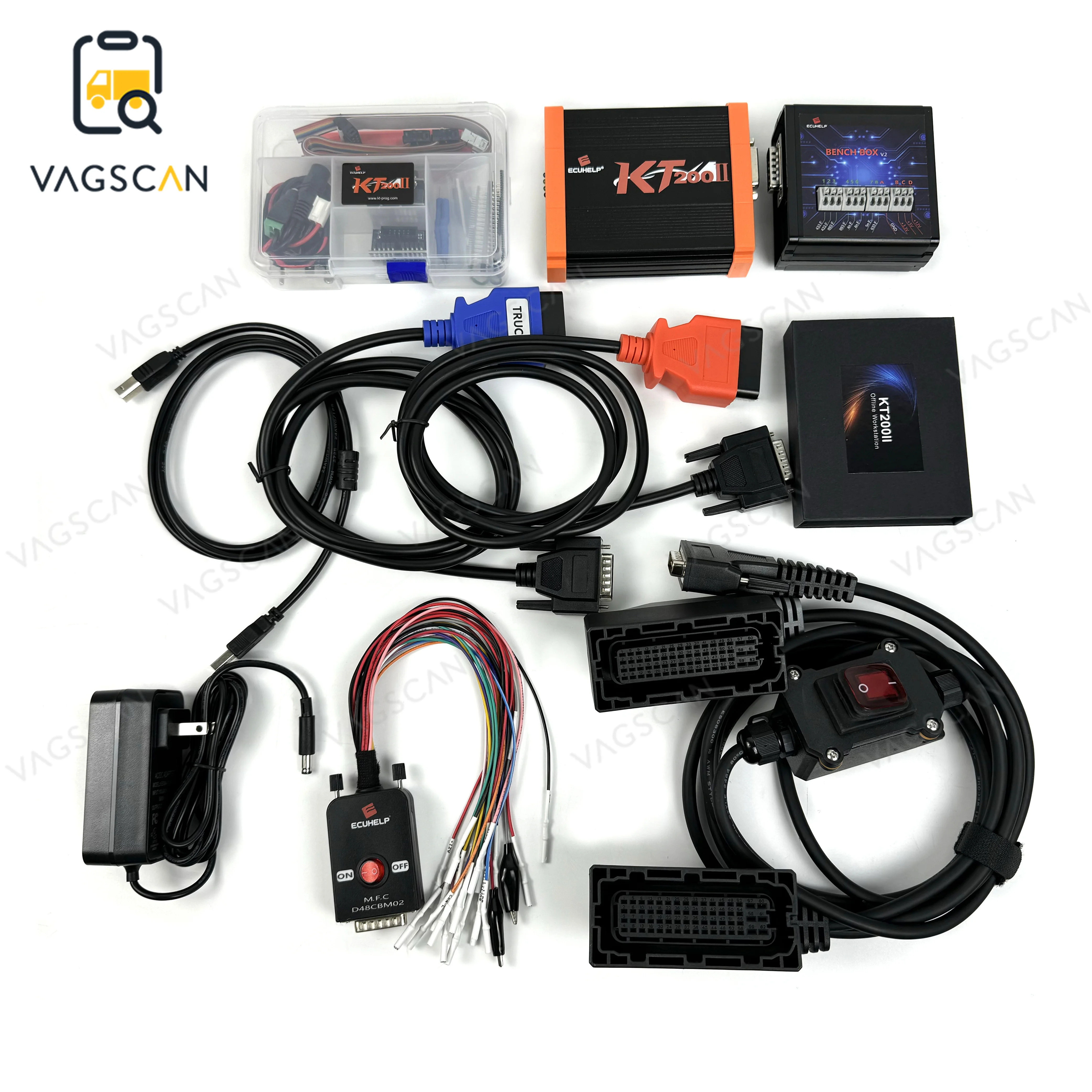 2024 For KT200 II KT200II With Offline Dongle Full Version ECU Programmer and Volvo Renault TRW EMS2.X Bench Cable diagnostic to