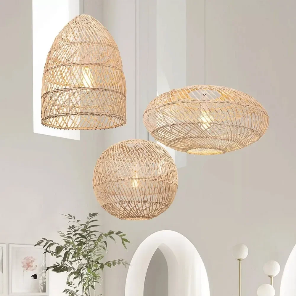 Wholesale Rattan Rattan Lampshade Cover Ceiling Pendant Lights Handicrafts Home living Room Garden Decor Handmade by Artists