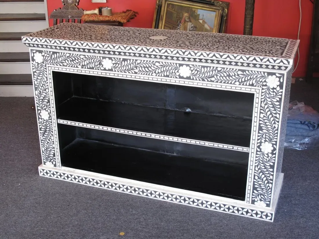 Beautifully Handcrafted Antique Bone Inlay Sho Cabinet Bedroom Dresser Living Room Storage Vintage Buffet/Sideboard
