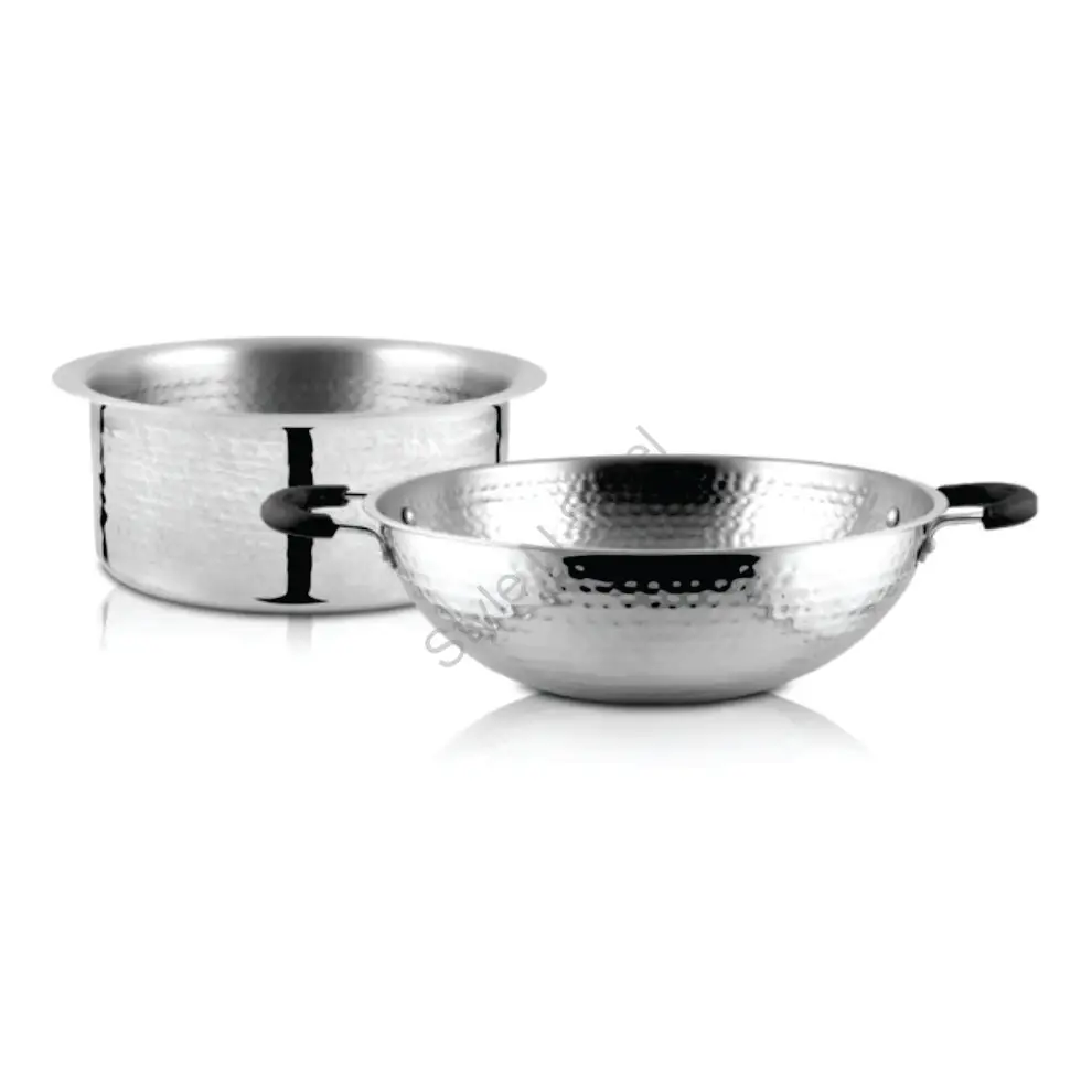 Durable Premium Stainless steel 2-piece Lightweight hammered cookware set CLASSIC Stylish Design Mirror Finish