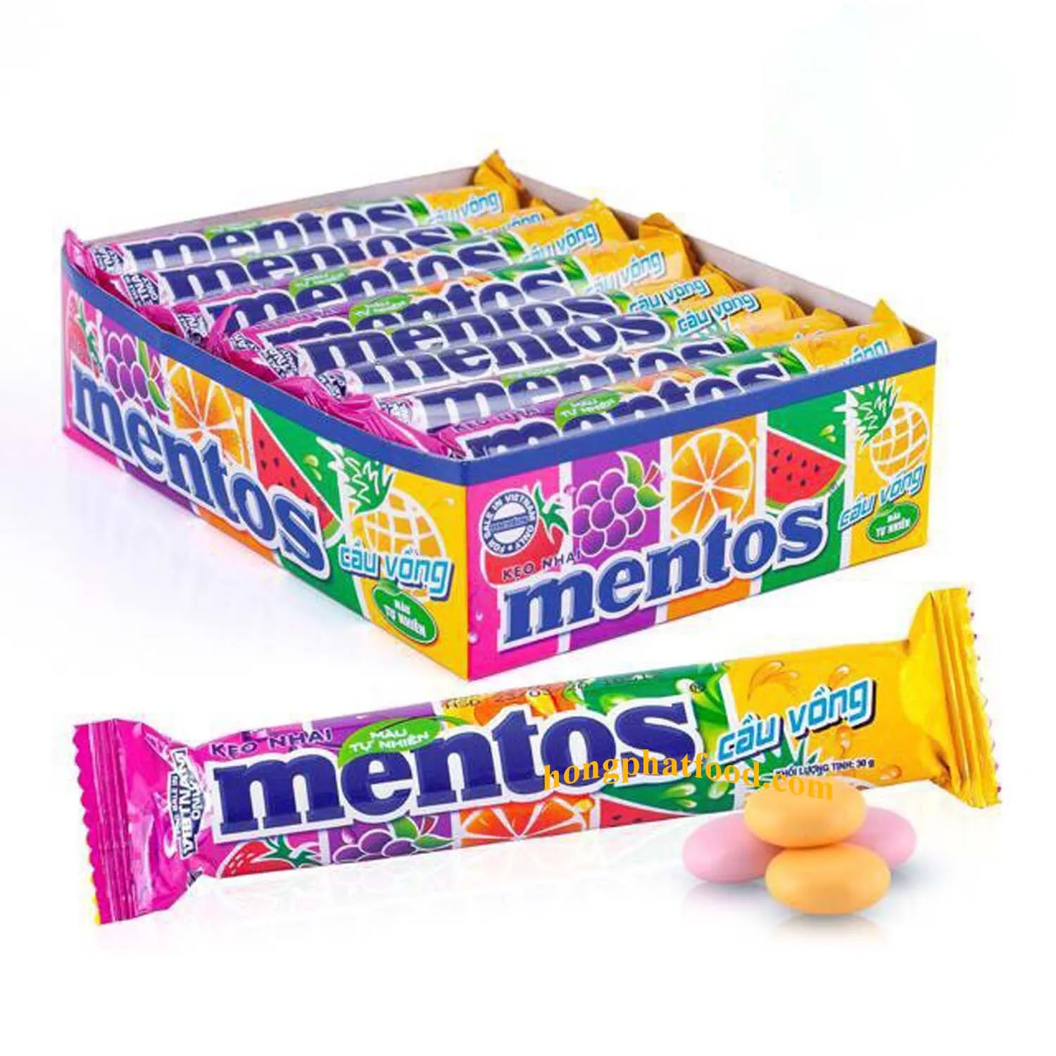 Tasty Mentoss rainbow chewy candy 16 bars x 29.7g mixed Fruit Chewing Candy support items mix container distributor good price