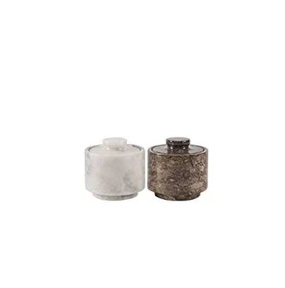 Marble Salt Bowl Wedding Gift Kitchen Decor Tool White and Pepper Shaker with Tray